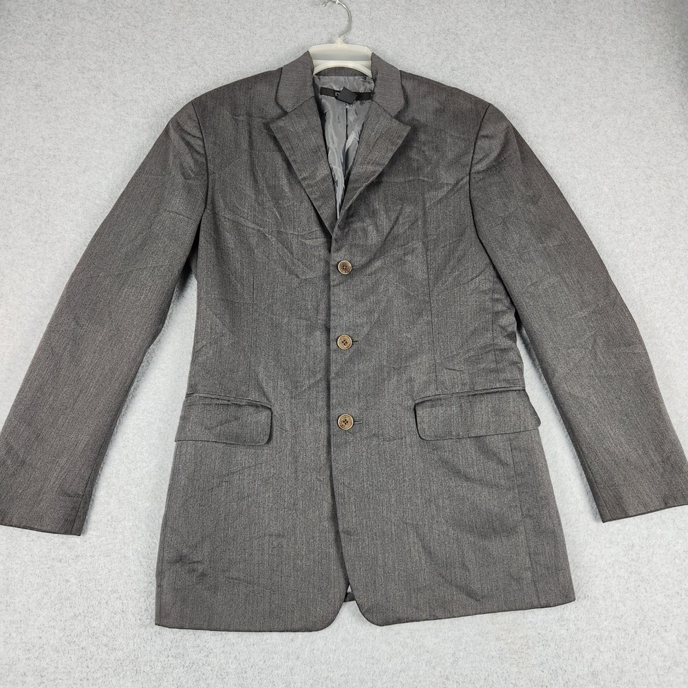 DKNY Blazer Jacket Mens Small Gray Notch Lapel Single Breasted‎ Modern Classic